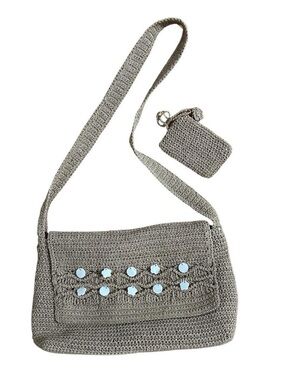 Bohemian coconut girl coastal crochet style matching purse and wallet set